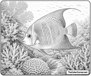 Angelfish Drifting Through Coral