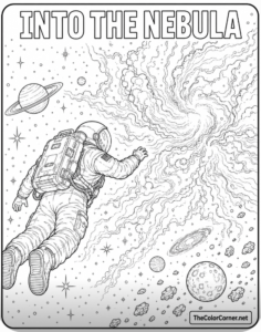 Astronaut Drifting Toward A Nebula