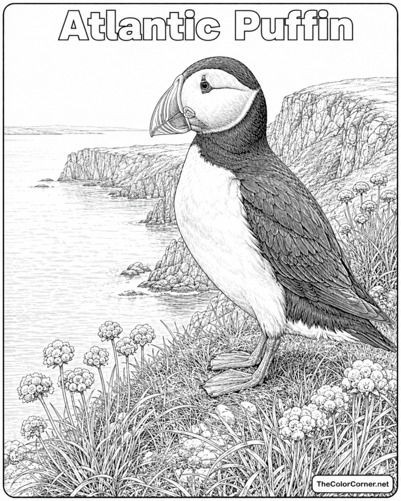Atlantic Puffin On A Coastal Cliff
