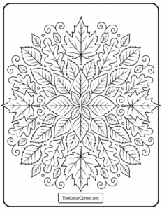 Autumn Maple Leaf Mandala coloring page