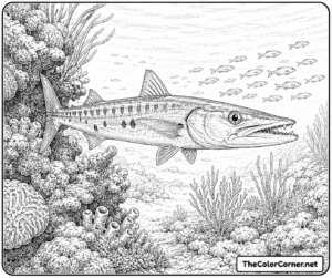 Barracuda Lurking Near A Reef