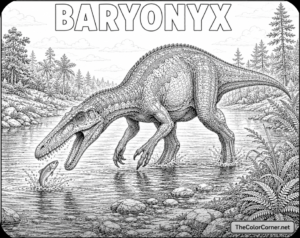 Baryonyx Fishing In A River