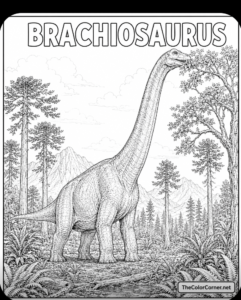 Brachiosaurus Reaching Treetop Leaves