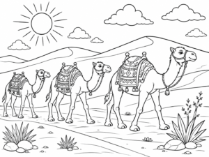 Camels Desert Sand Dunes