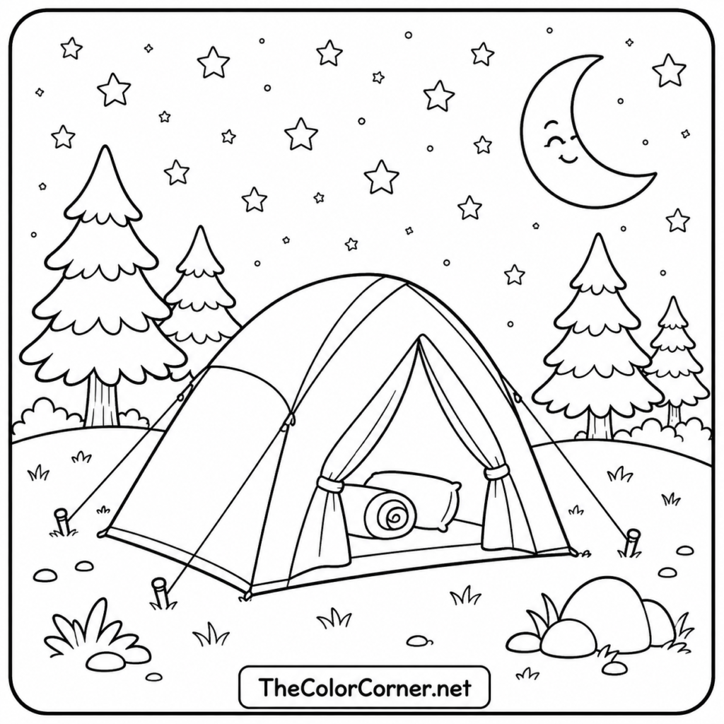 Camping Tent Under Starry Sky