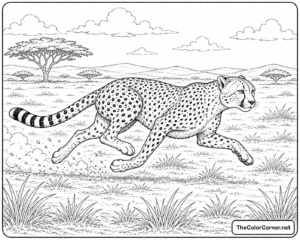 Cheetah Sprinting Across The Grassland