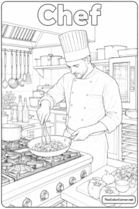 Chef Cooking In A Professional Kitchen