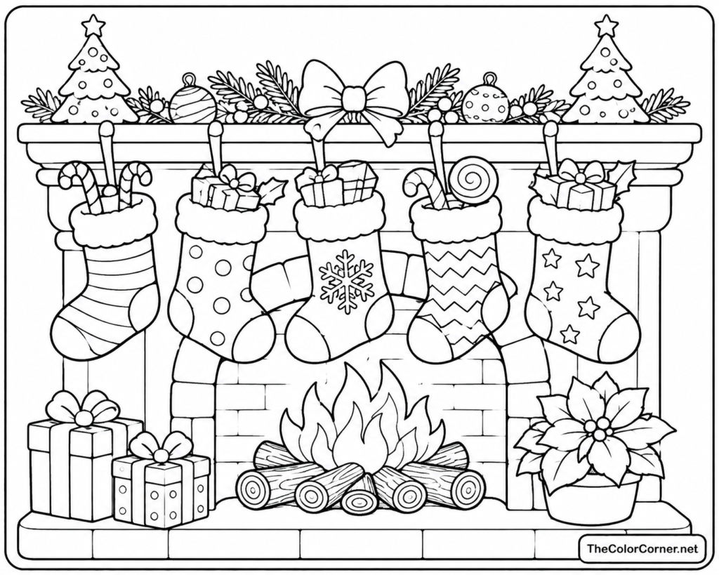Christmas Stockings Hung By The Fireplace