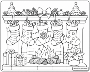 Christmas Stockings Hung By The Fireplace
