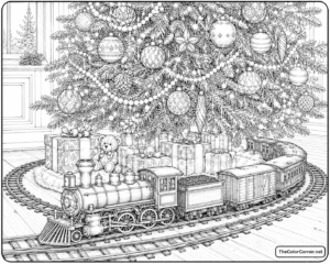Christmas Train Circling Under The Tree