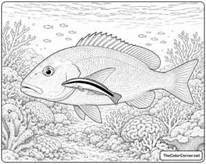 Cleaner Wrasse Tending A Larger Fish