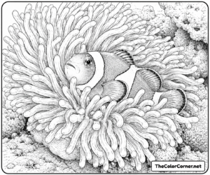Clownfish Nestled In A Sea Anemone