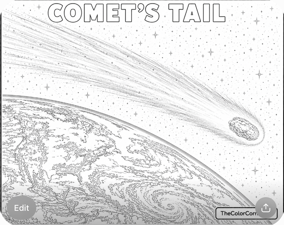 Comet With A Long Glowing Tail