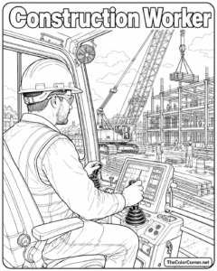 Construction Worker Operating A Crane