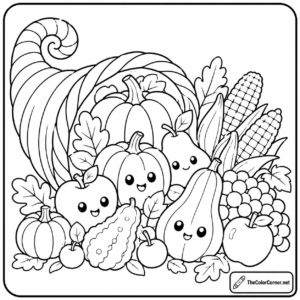 Cornucopia Overflowing With Autumn Harvest