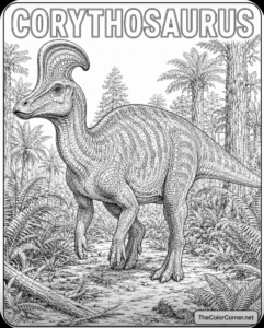Corythosaurus In A Fern Forest