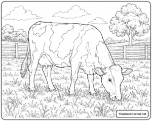 Cow Grazing In A Green Pasture