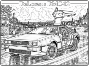 DeLorean DMC-12 coloring page