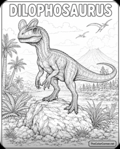 Dilophosaurus Perched On A Rock