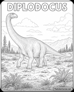 Diplodocus Crossing A Prehistoric Plain