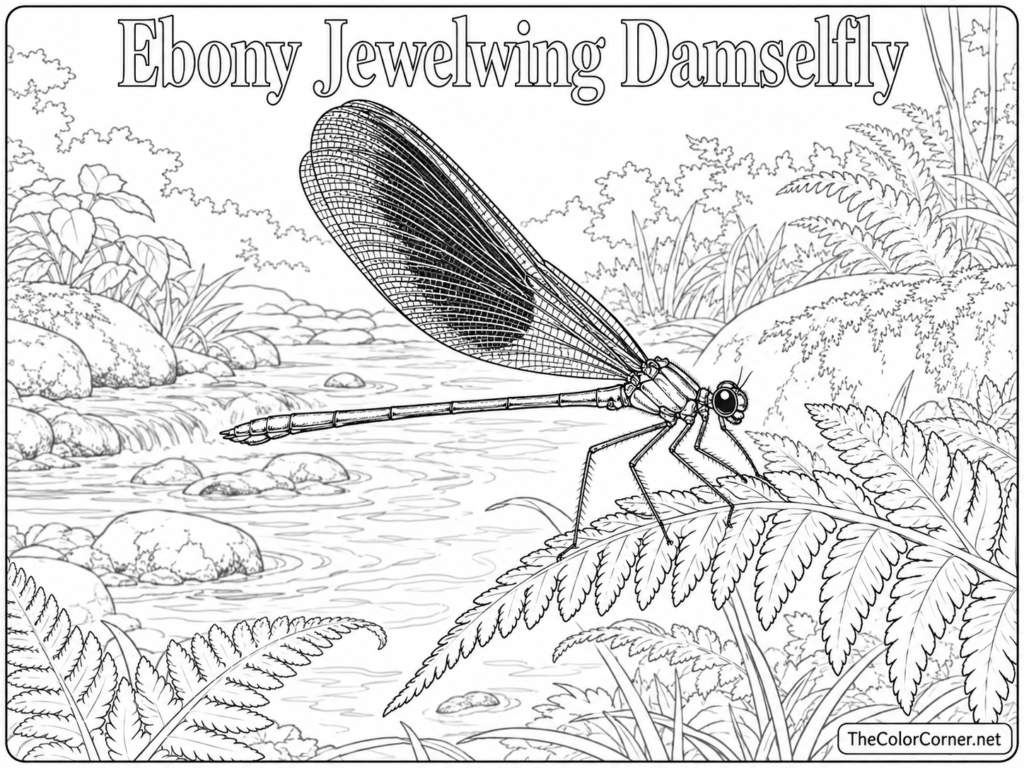 Ebony Jewelwing Damselfly