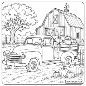 Farm Truck Loaded With Pumpkins