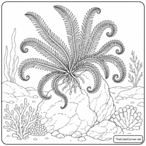 Feather Star Clinging To A Rock