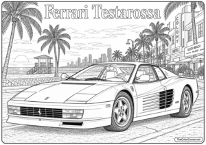 Ferrari Testarossa coloring page