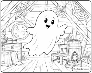 Friendly Ghost Floating Among Cobwebs