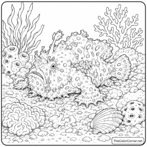 Frogfish Camouflaged On The Seafloor