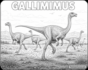 Gallimimus Running Across The Plains