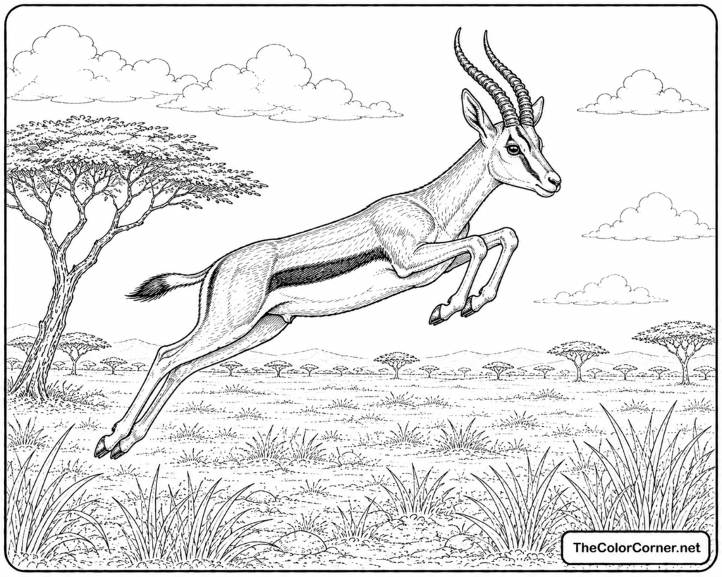 Gazelle Leaping Across The Plains