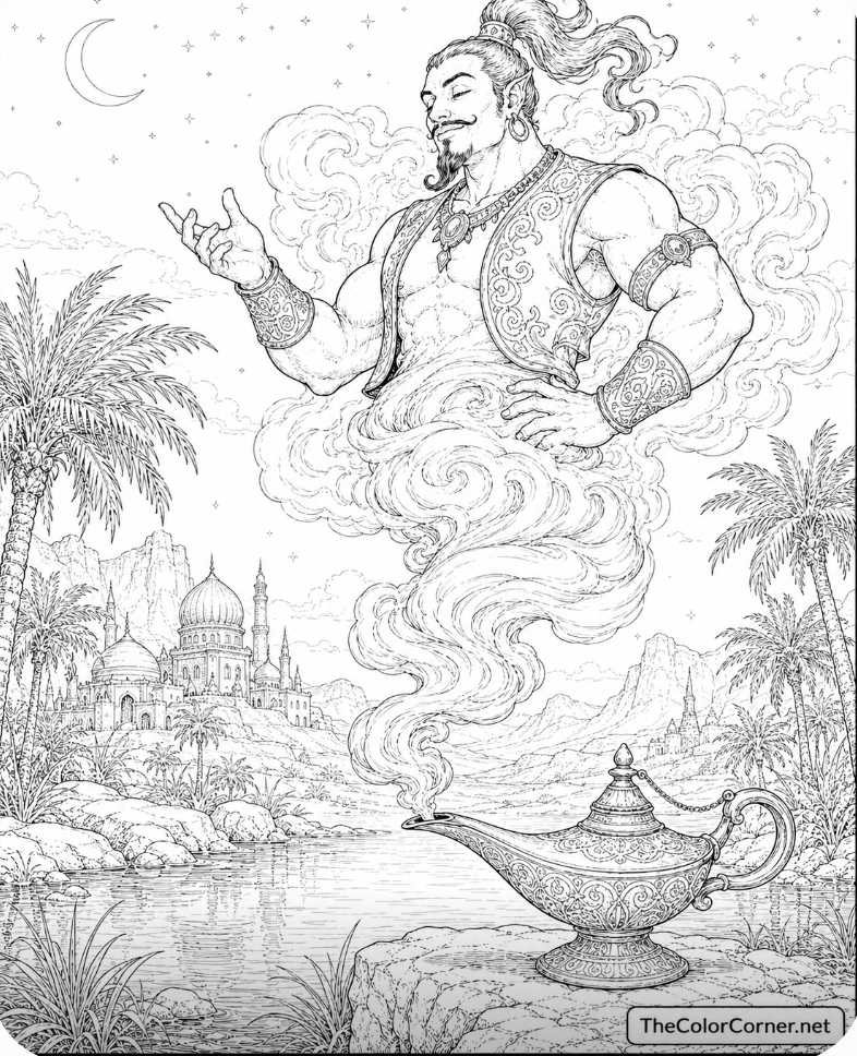 Genie Emerging From A Lamp