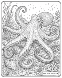 Giant Pacific Octopus With Tentacles Spread