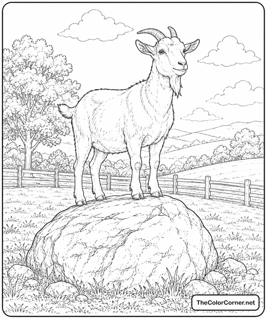 Goat Standing On A Big Rock