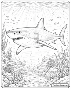 Great White Shark Cruising The Deep