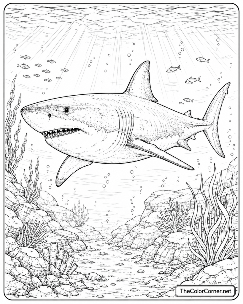 Great White Shark Cruising The Deep