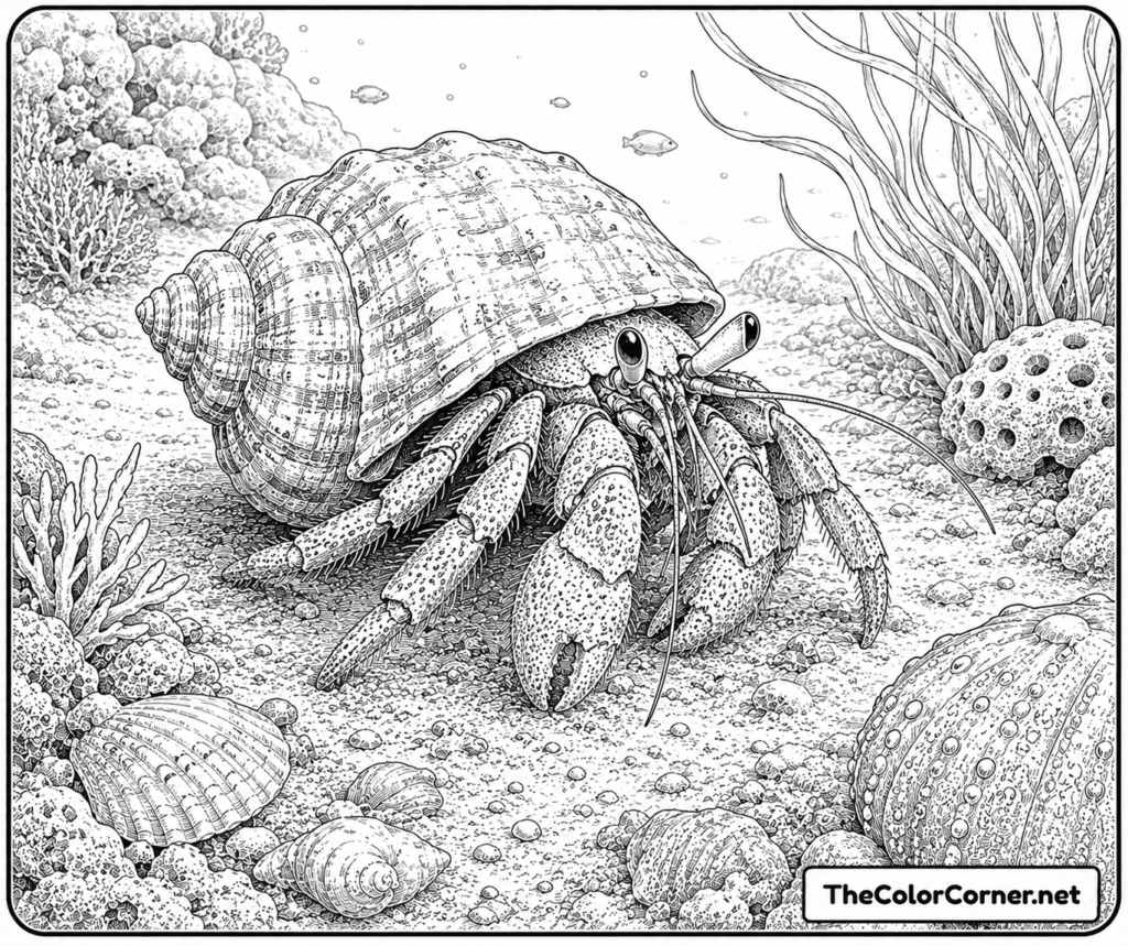 Hermit Crab Exploring The Seafloor
