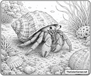 Hermit Crab Exploring The Seafloor