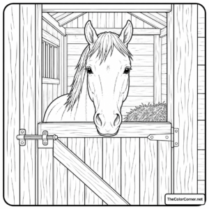 Horse Standing In A Barn Stall