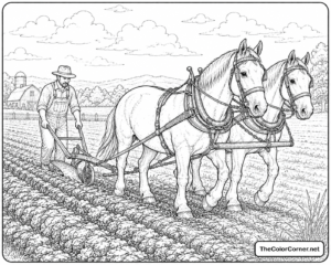 Horses Pulling An Old Fashioned Plow