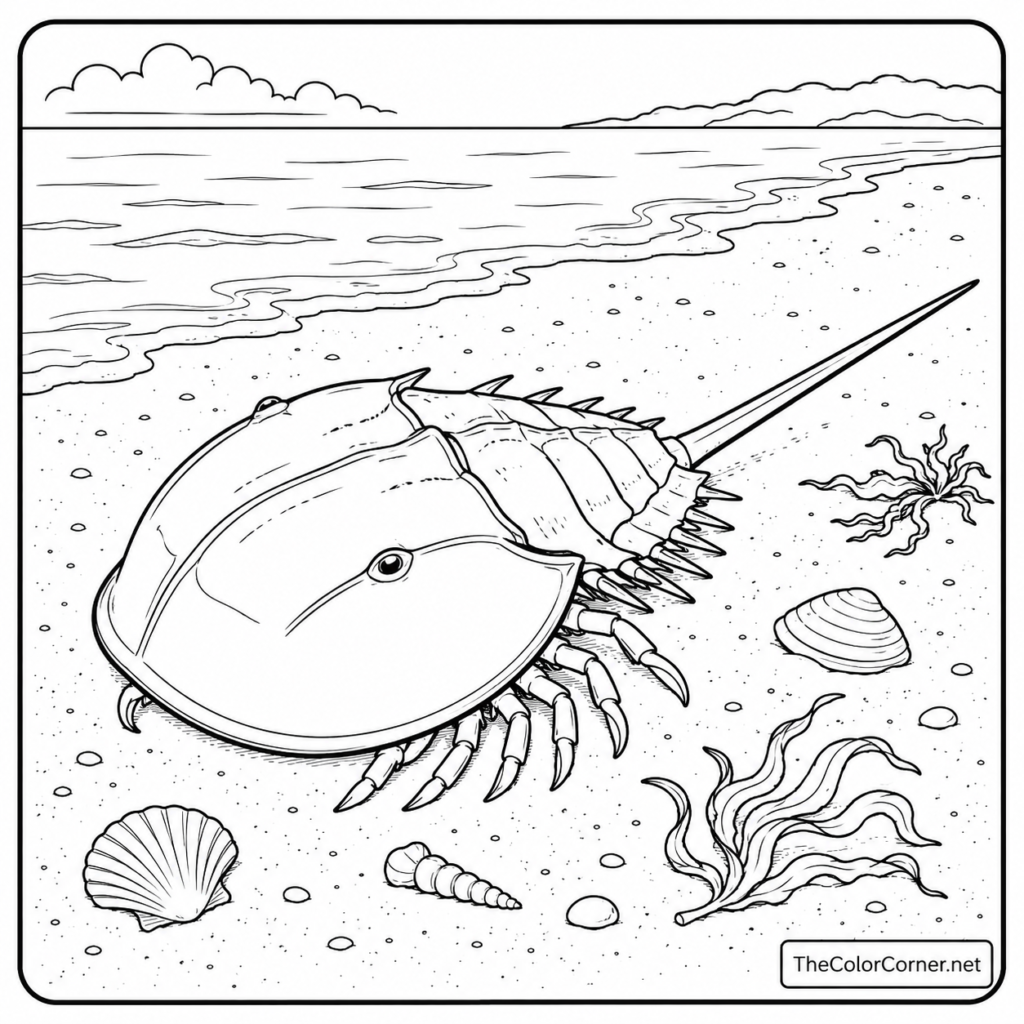 Horseshoe Crab Crawling On A Sandy Beach