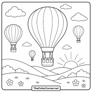 Hot Air Balloons Rising At Dawn