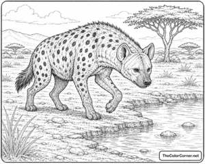 Hyena Prowling Near A Watering Hole
