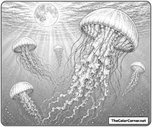 Jellyfish Drifting In Moonlit Water