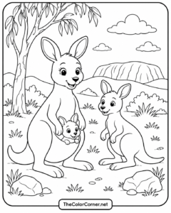 Kangaroos With Joeys In Pouch