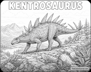 Kentrosaurus Walking Along A Ridge