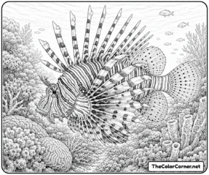 Lionfish With Venomous Spines Flared