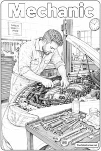 Mechanic Repairing A Car Engine