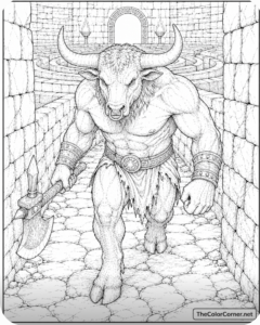 Minotaur In A Stone Labyrinth